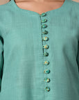 Blue Green Asymmetric Kurta and Pant Set_6_Trisukh Clothing