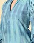 Blue Rayon Tie & Die Embroidered Coord Set_8_Trisukh Clothing