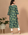 Dark Green Printed Kurta_6_Trisukh Clothing