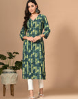 Dark Green Printed Kurta_1_Trisukh Clothing