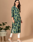 Dark Green Printed Kurta_2_Trisukh Clothing