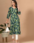 Dark Green Printed Kurta_4_Trisukh Clothing