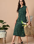 Emerald Green Button Down Dress_4_Trisukh Clothing