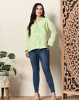 Fluorescent Green Linen Top_4_Trisukh Clothing
