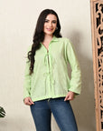 Fluorescent Green Linen Top_5_Trisukh Clothing
