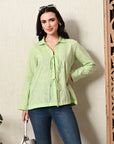 Fluorescent Green Linen Top_7_Trisukh Clothing
