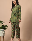 Green Coord Set with Jacket and Belt_4_Trisukh Clothing