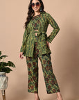 Green Coord Set with Jacket and Belt_6_Trisukh Clothing