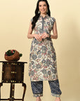 Grey Afghani Salwar Kurta Set_3_Trisukh Clothing