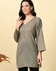 Grey Printed Kurti_Trisukh Clothing