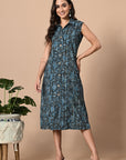 Indigo Button Down Dress_1_Trisukh Clothing
