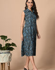 Indigo Button Down Dress_2_Trisukh Clothing