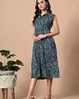 Indigo Button Down Dress_3_Trisukh Clothing