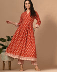 Red Anarkali Kurta Set_1_Trisukh Clothing