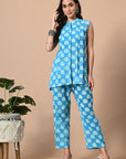Sky Blue Pleated Kurta Coord_1_Trisukh Clothing