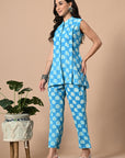 Sky Blue Pleated Kurta Coord_3_Trisukh Clothing