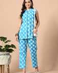 Sky Blue Pleated Kurta Coord_4_Trisukh Clothing