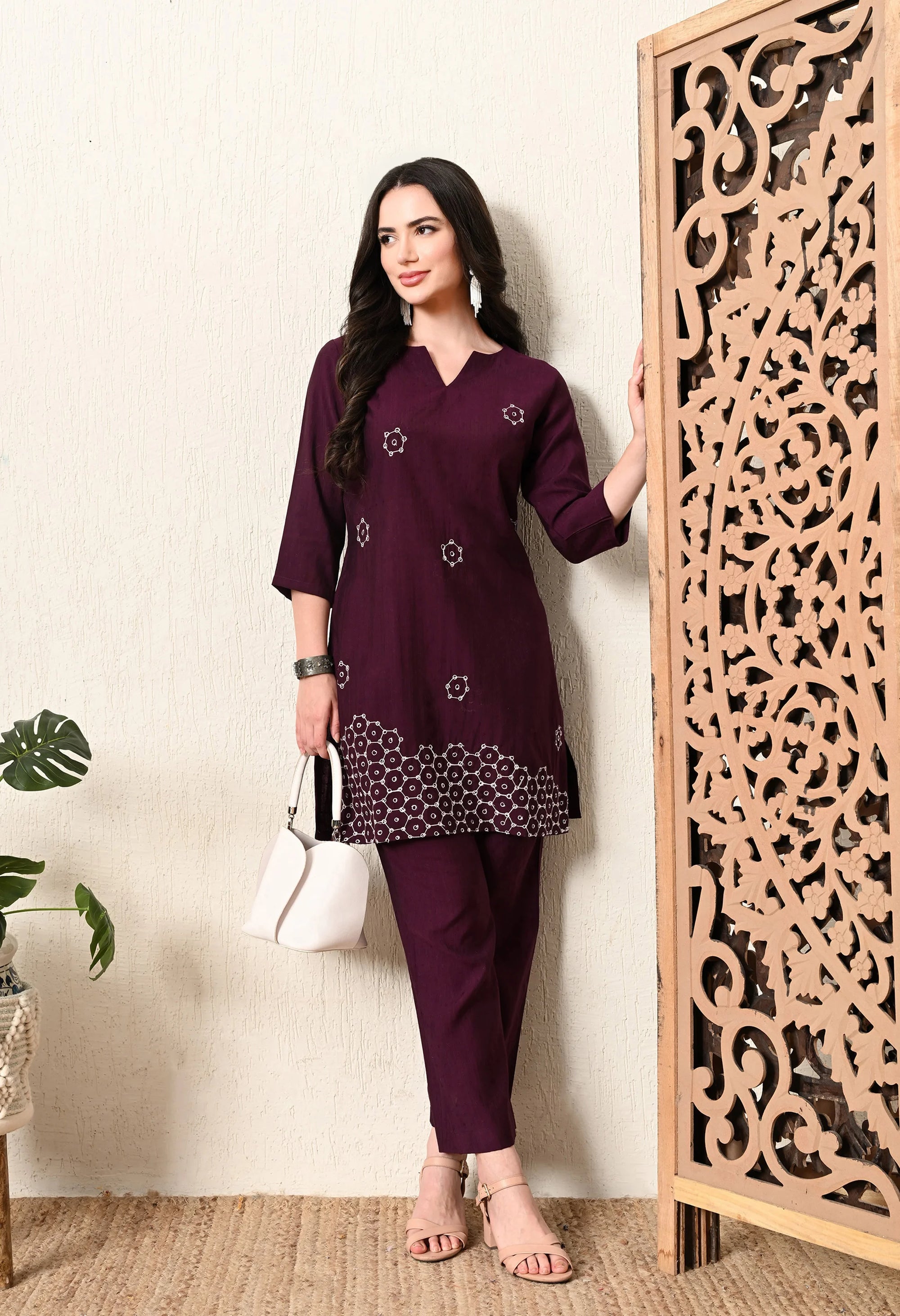 Aari work Purple Kurta Set_4_Trisukh Clothing 