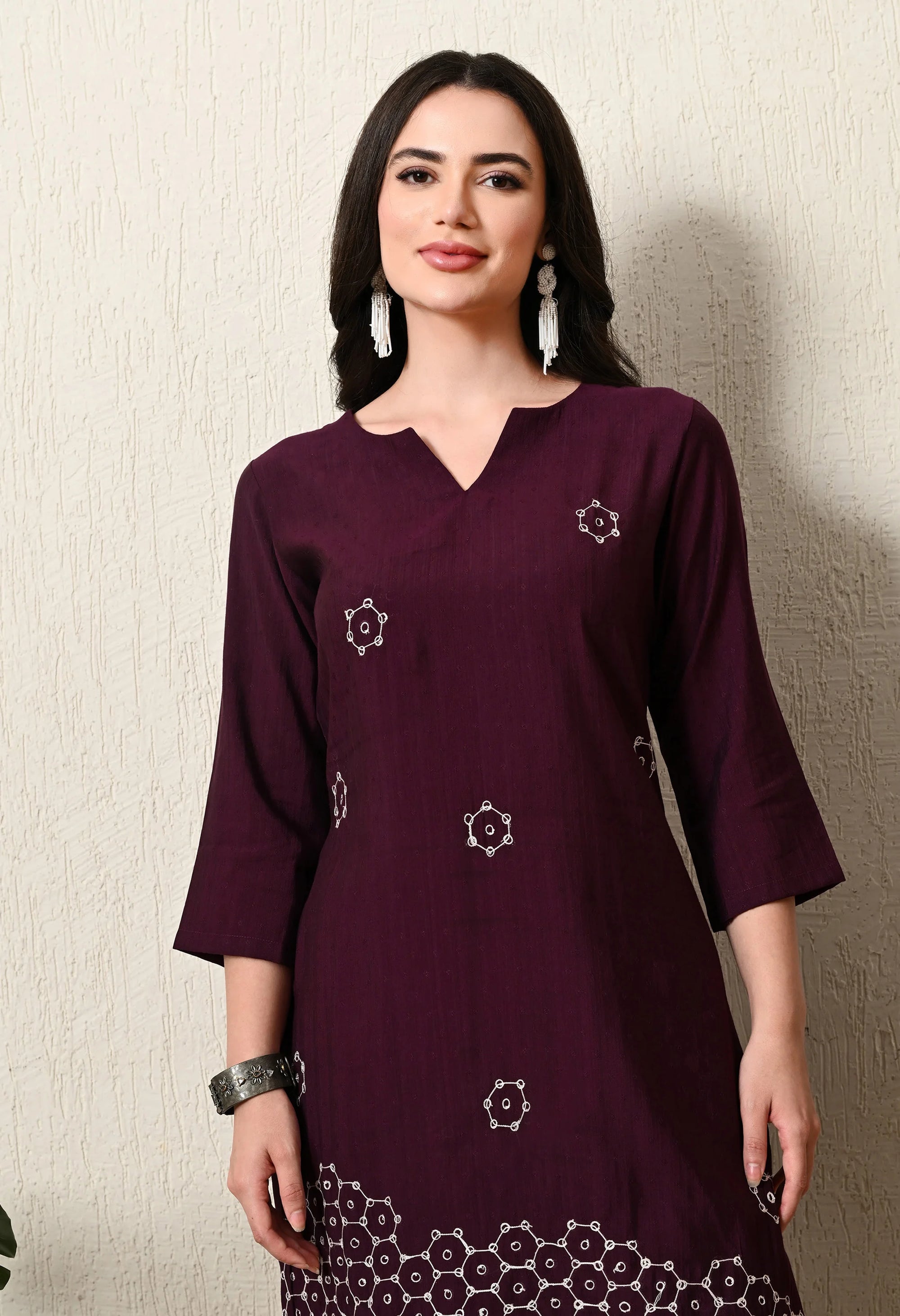 Aari work Purple Kurta Set_6_Trisukh Clothing 