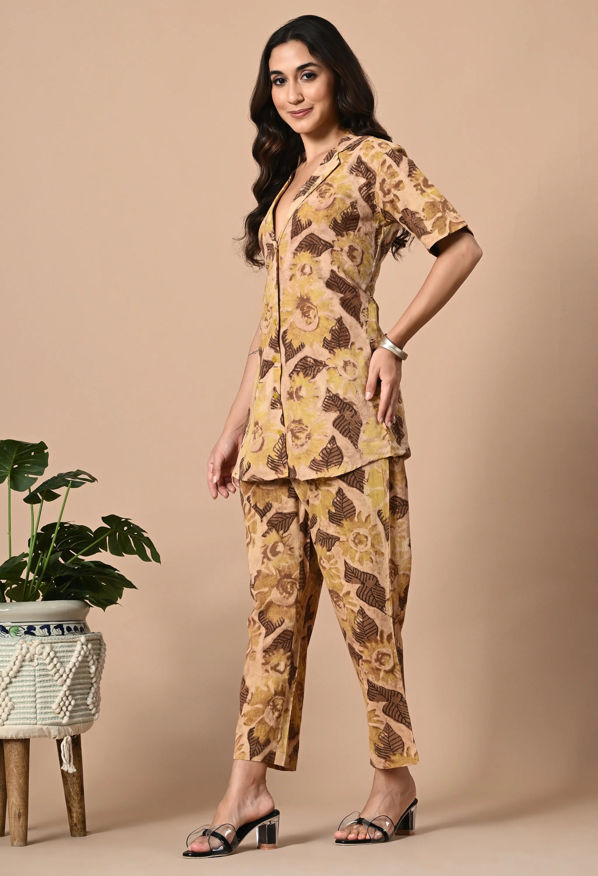 Beige Ajrakh Print Coord Set_1_Trisukh Clothing