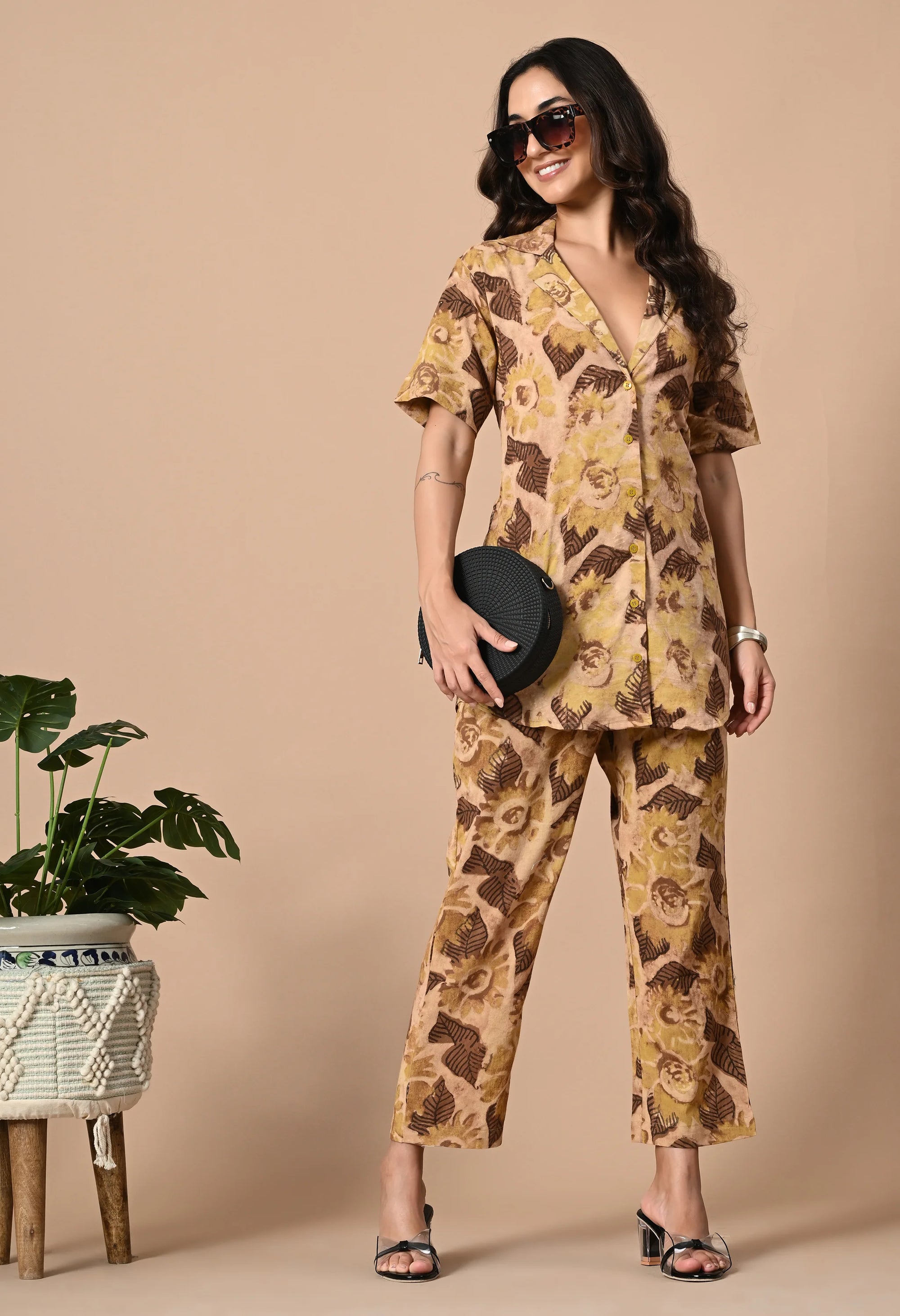 Beige Ajrakh Print Coord Set_2_Trisukh Clothing
