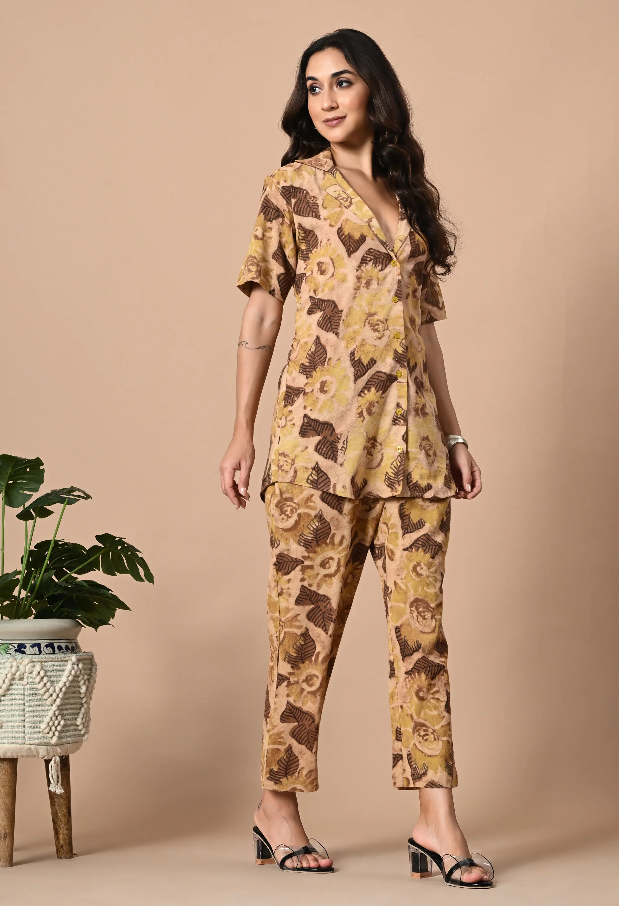 Beige Ajrakh Print Coord Set_3_Trisukh Clothing