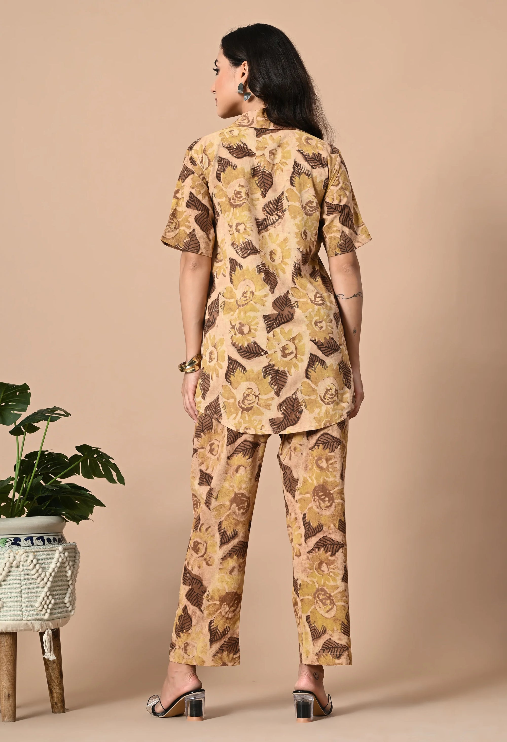 Beige Ajrakh Print Coord Set_4_Trisukh Clothing