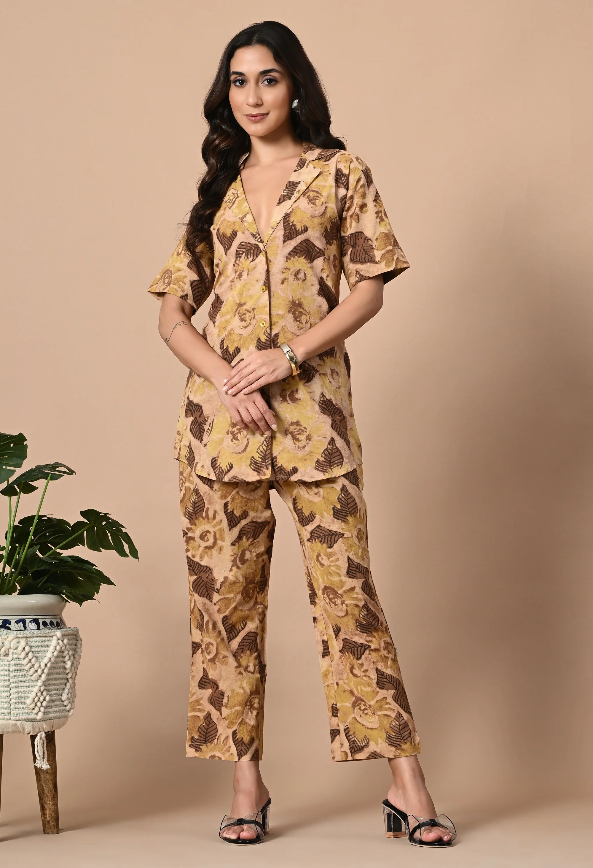 Beige Ajrakh Print Coord Set_5_Trisukh Clothing