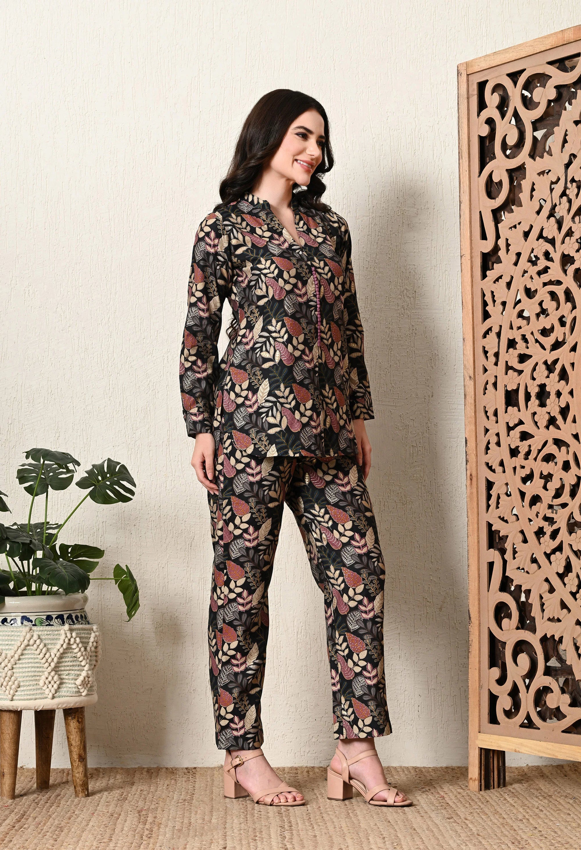 Black Printed Coord Set_1_Trisukh Clothing 