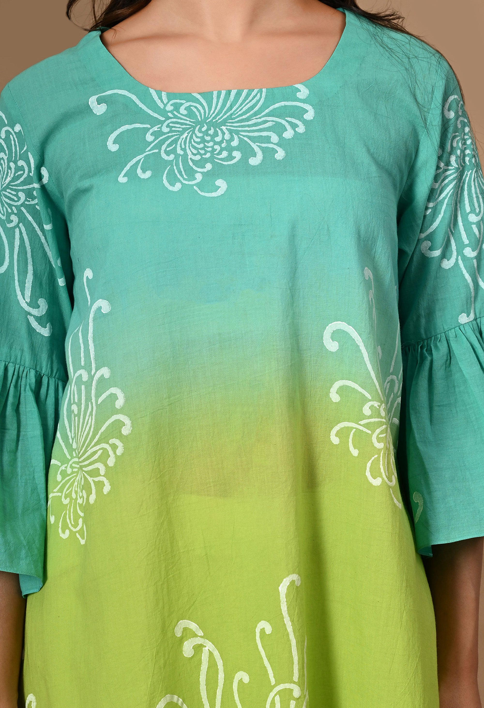 Blue Green Asymmetric Ombre Kurta_6_Trisukh Clothing