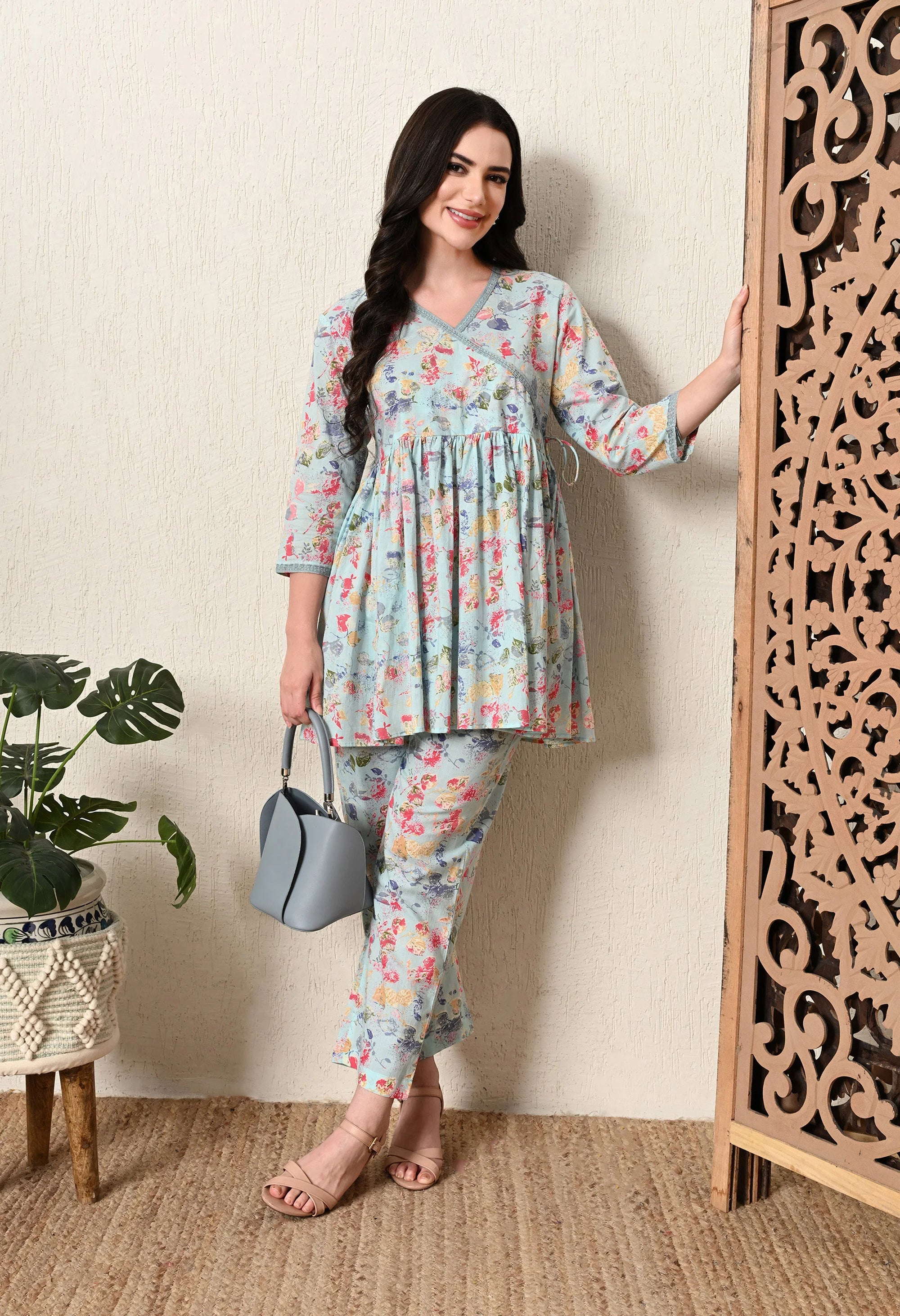 Blue Angarakha Coord Set_1_Trisukh Clothing 