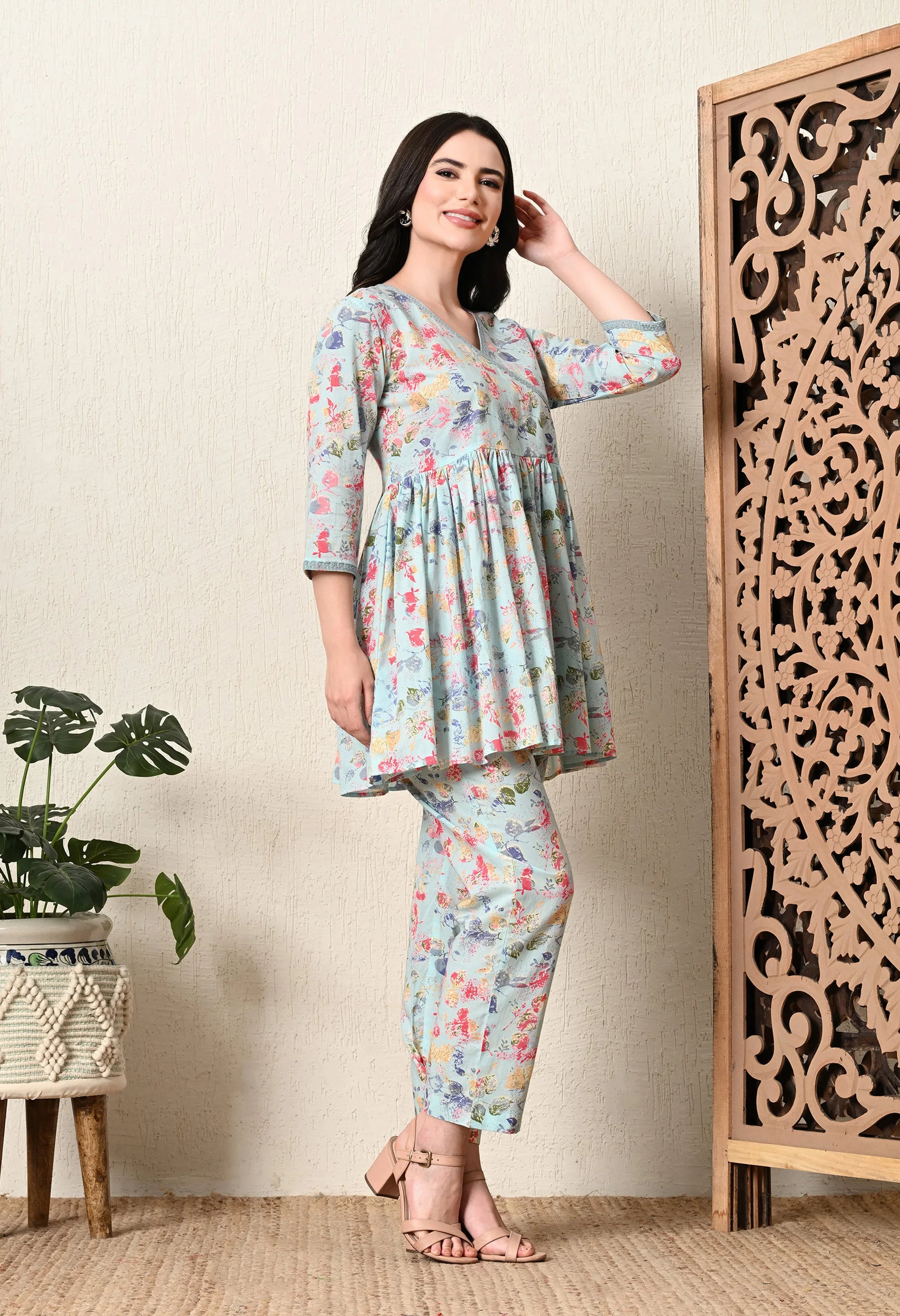 Blue Angarakha Coord Set_5_Trisukh Clothing 