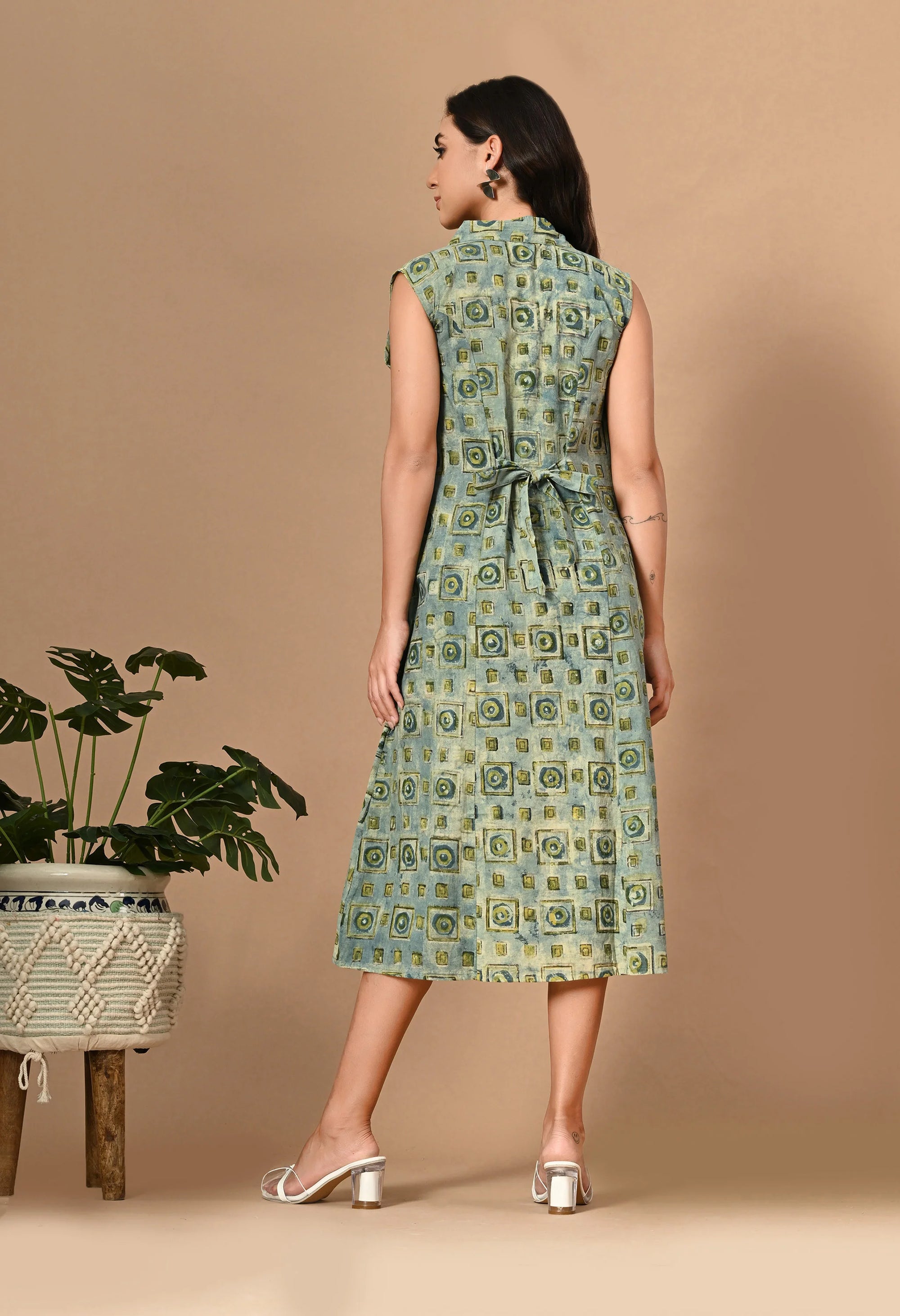 Blue Button Down Dress_2_Trisukh Clothing 