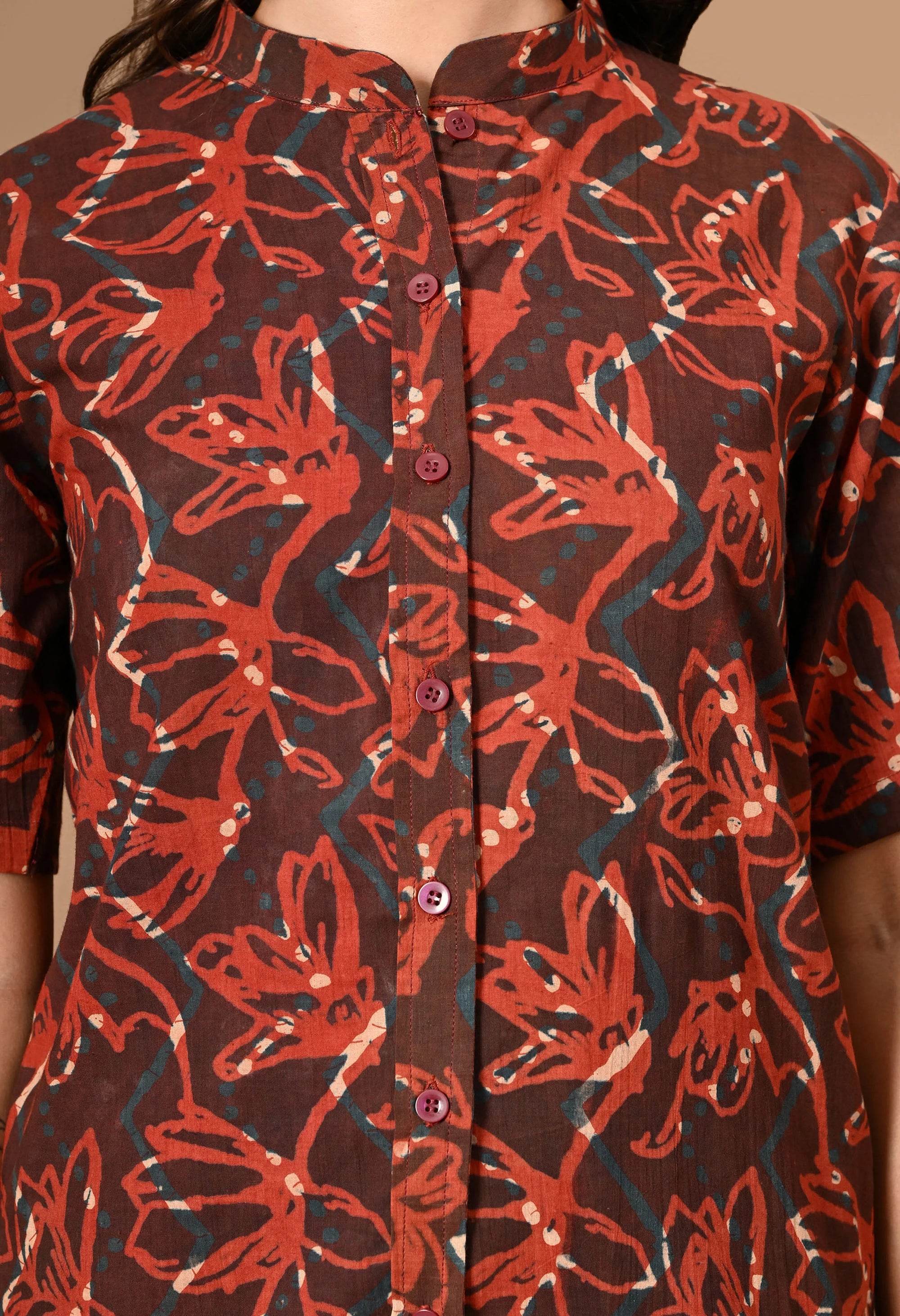 Brown Short Kurti with Collar_8_Trisukh Clothing 