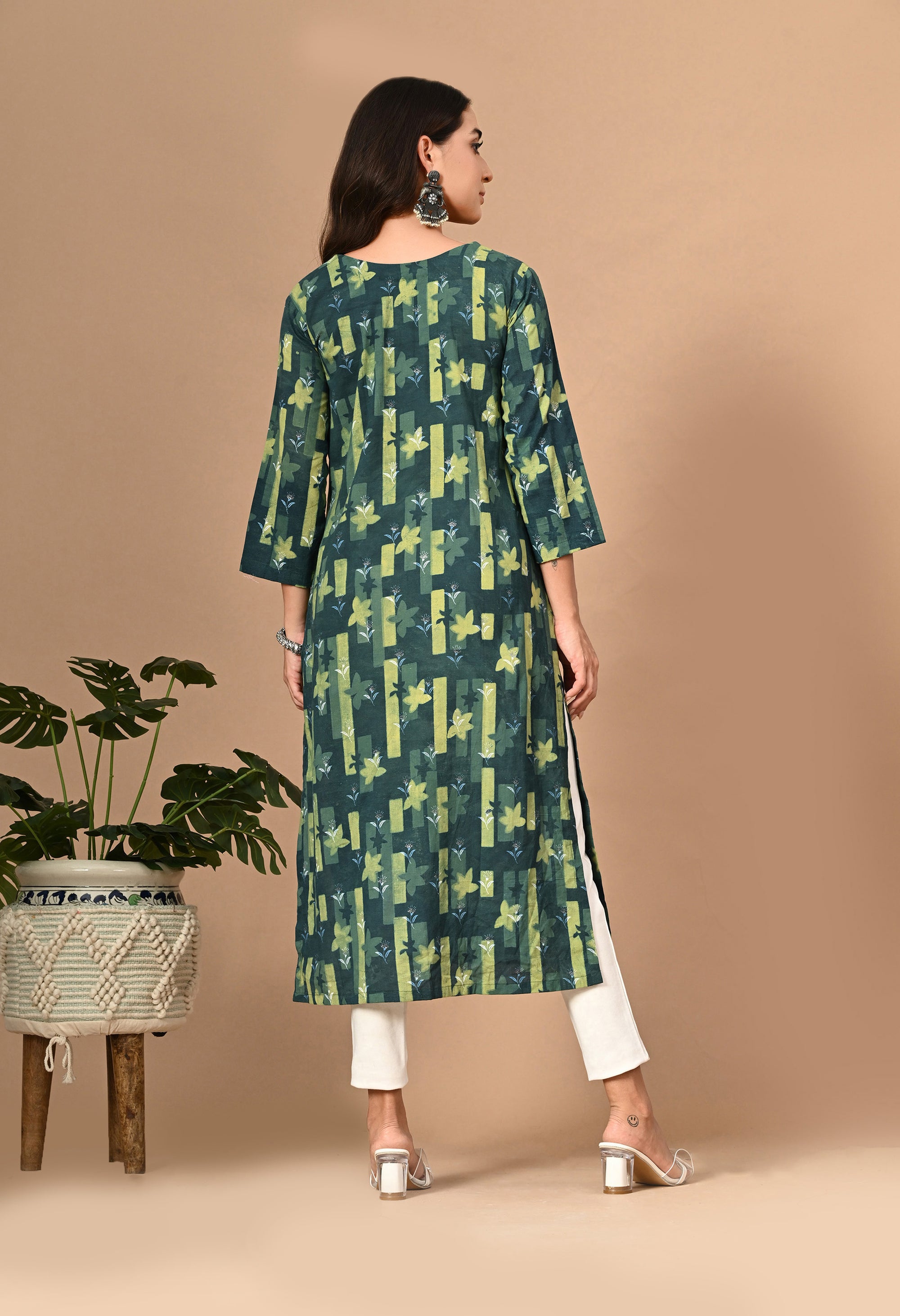 Dark Green Printed Kurta_6_Trisukh Clothing 