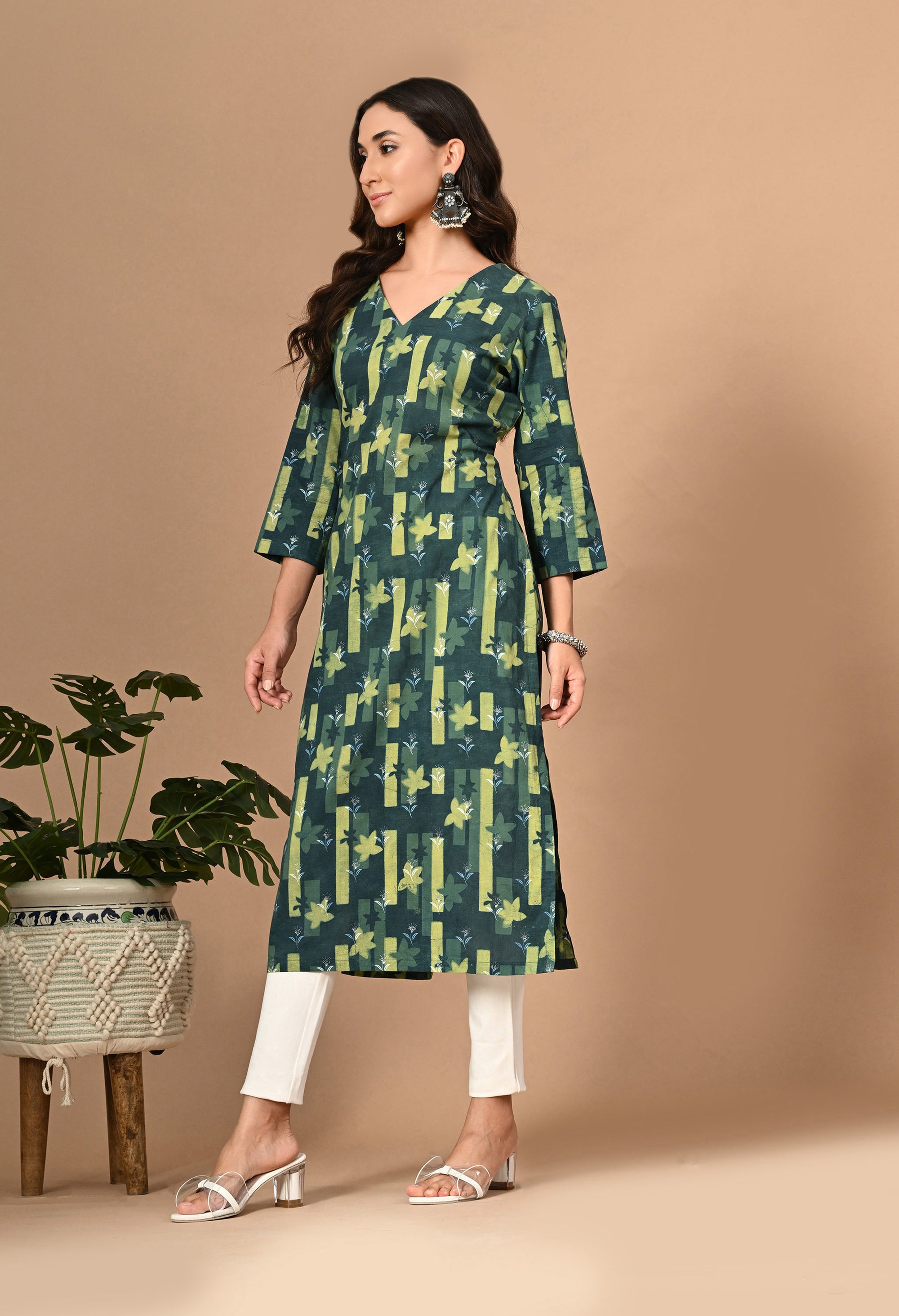 Dark Green Printed Kurta_3_Trisukh Clothing 