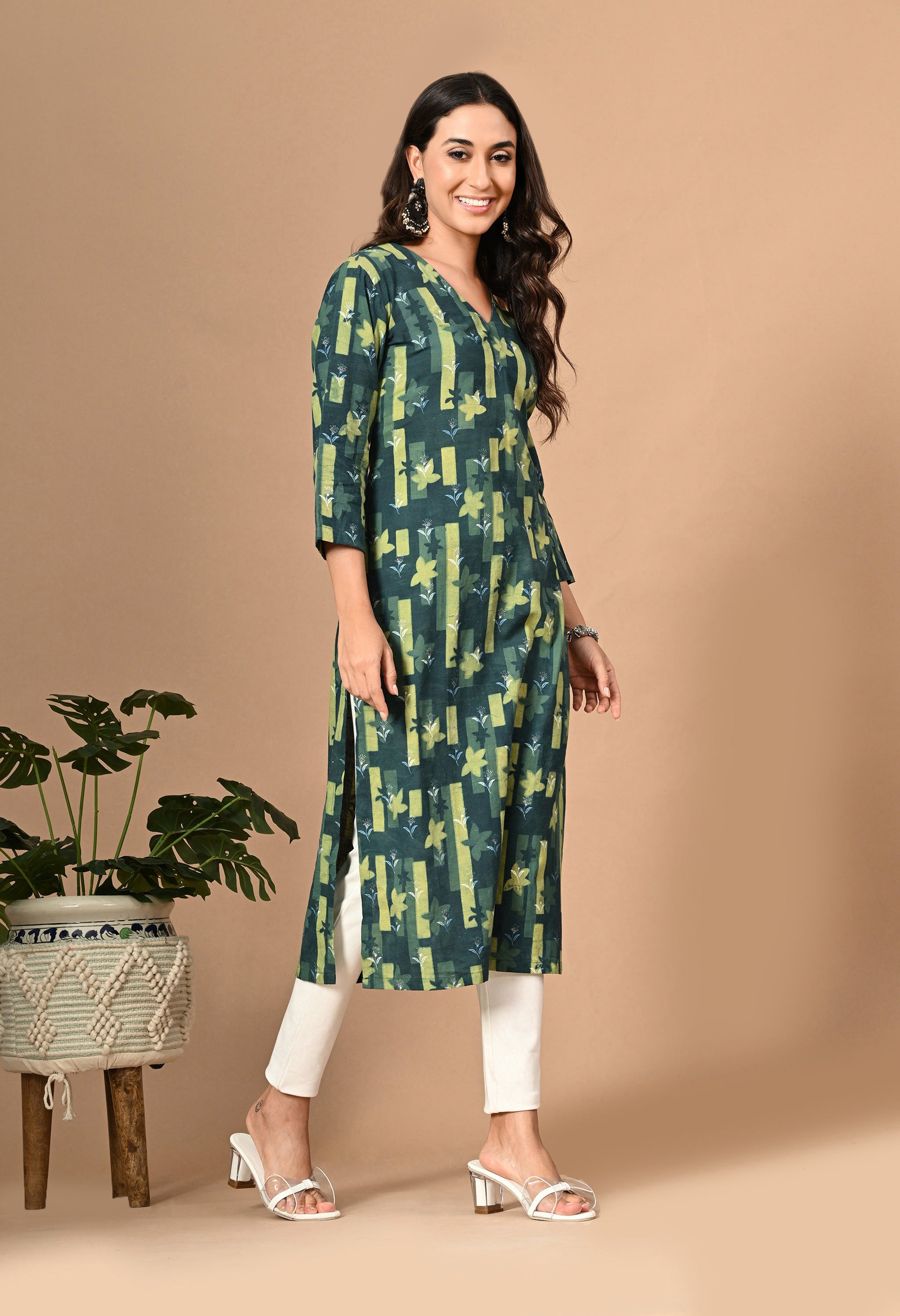 Dark Green Printed Kurta_2_Trisukh Clothing 