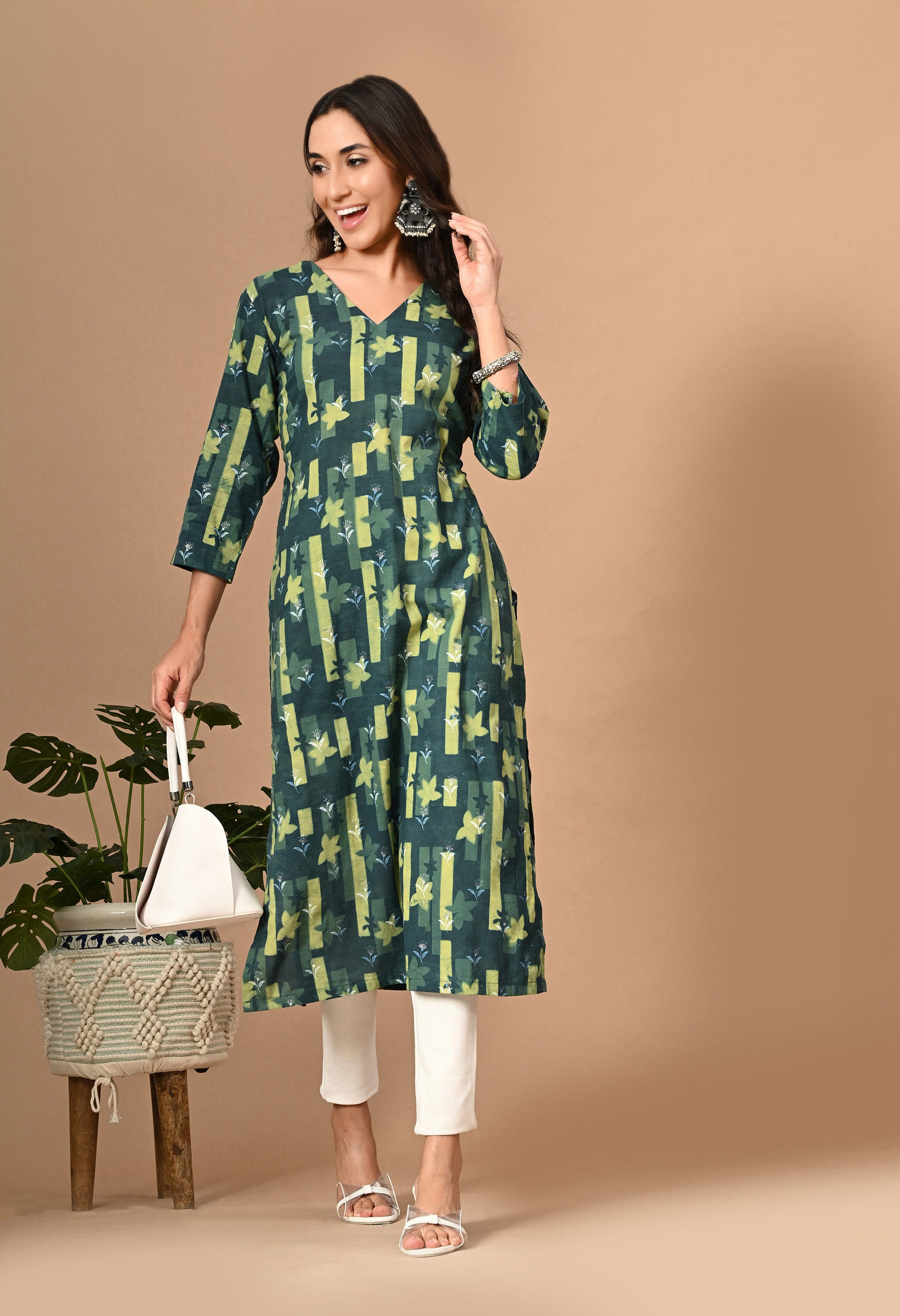 Dark Green Printed Kurta_4_Trisukh Clothing 