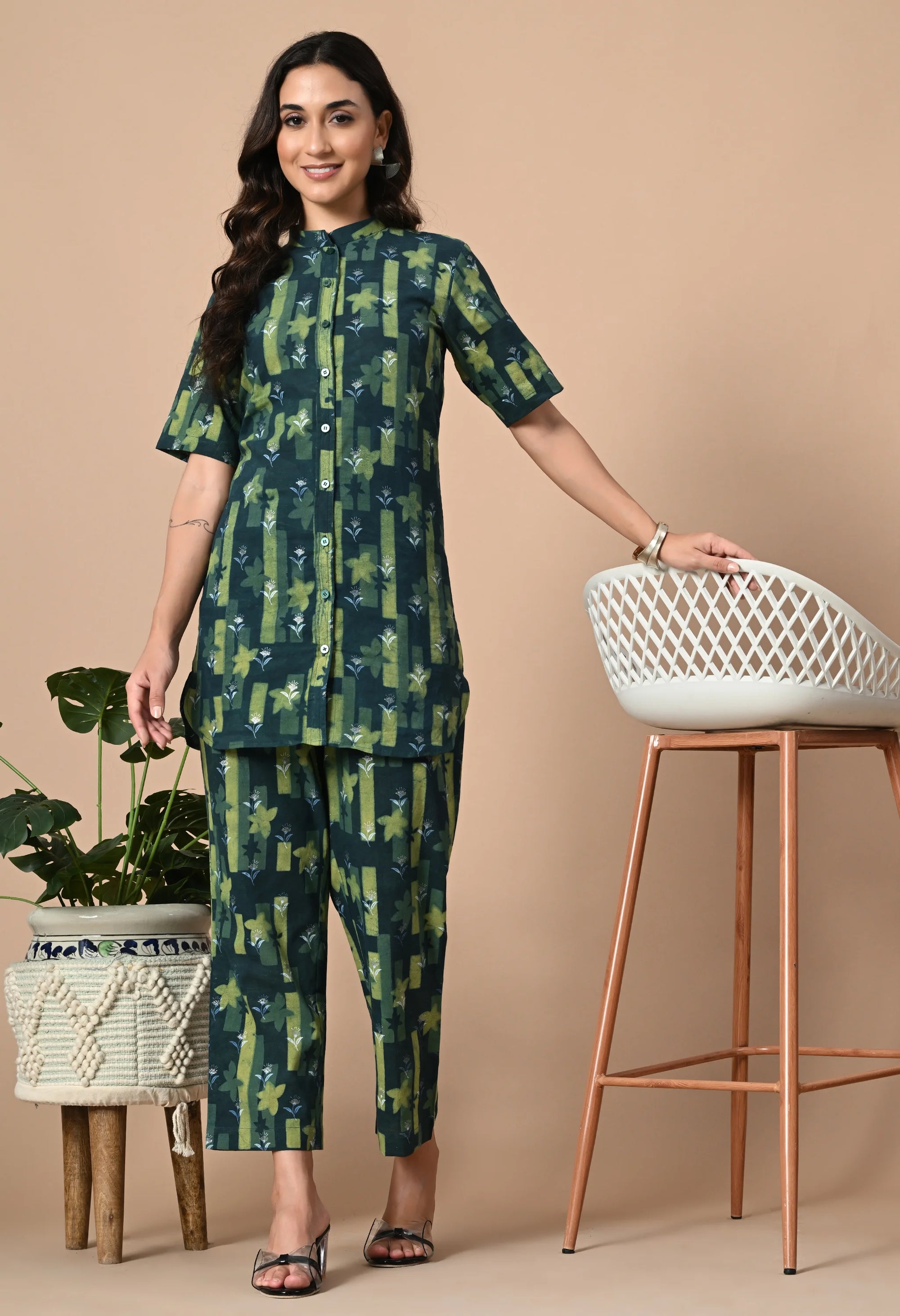 Dark Green Pleated Kurta Coord_3_Trisukh Clothing 