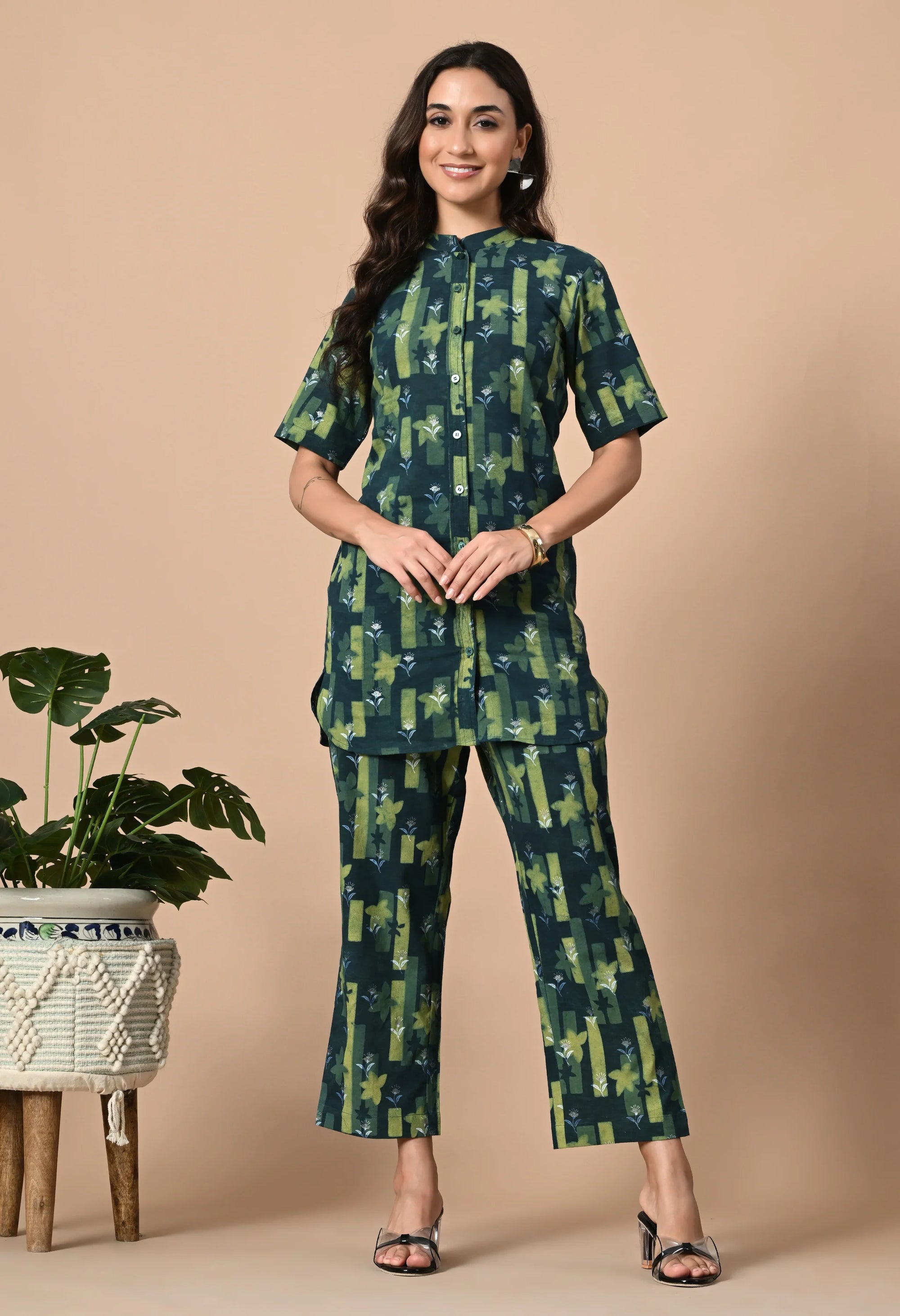 Dark Green Pleated Kurta Coord_4_Trisukh Clothing 
