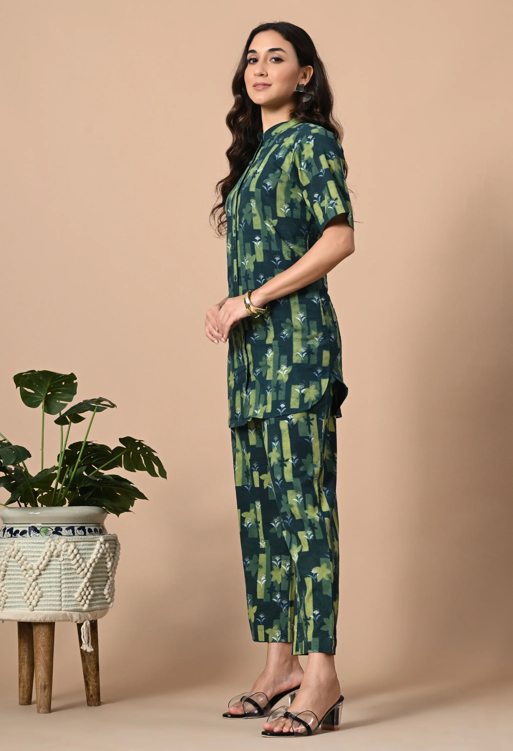 Dark Green Pleated Kurta Coord_5_Trisukh Clothing 