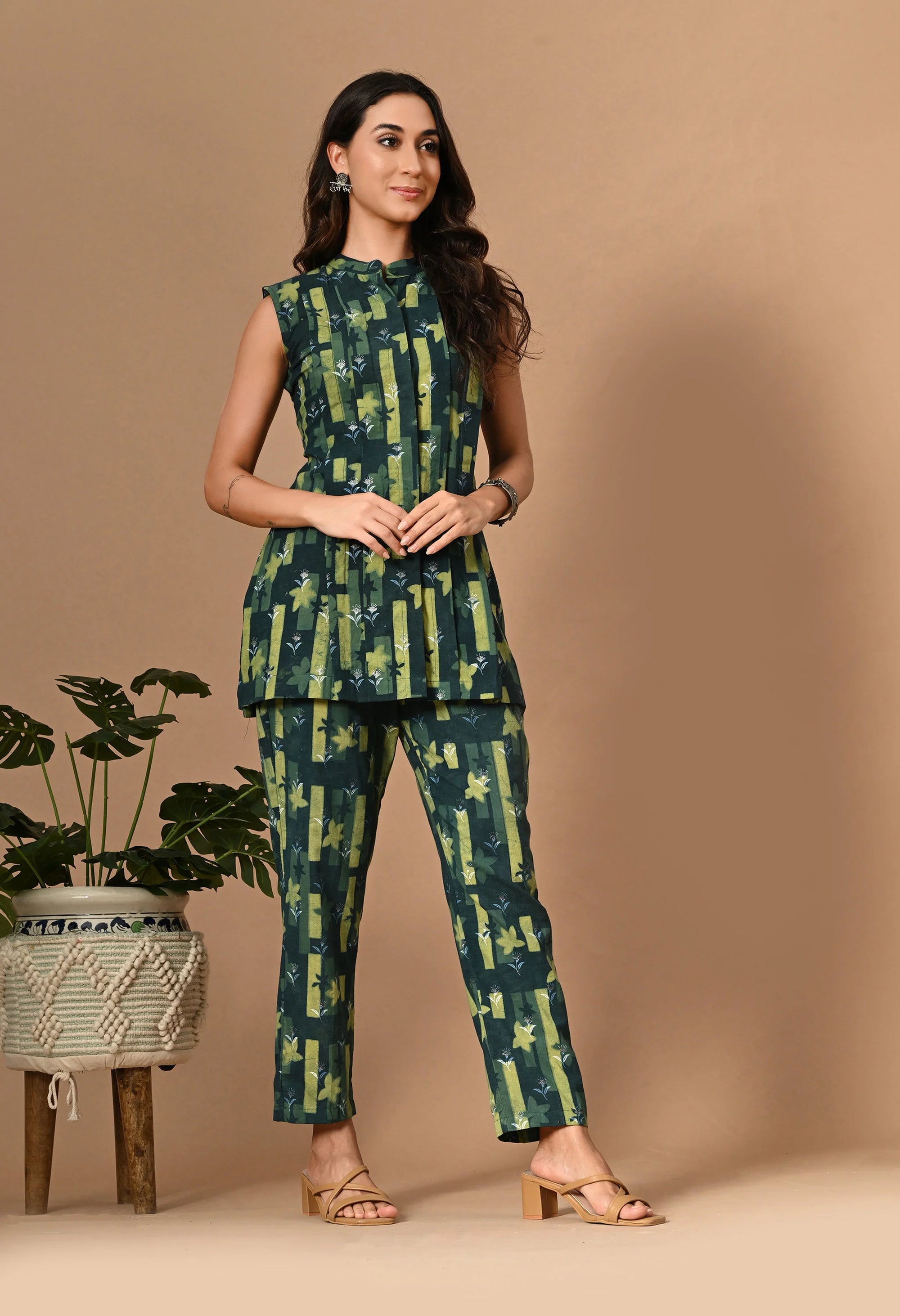 Green Pleated Kurta Coord_2_Trisukh Clothing 