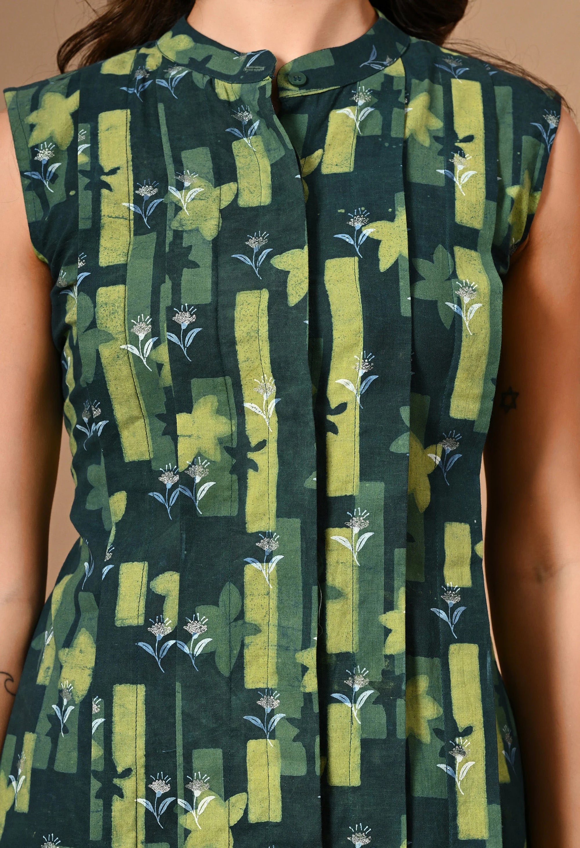 Green Pleated Kurta Coord_3_Trisukh Clothing 