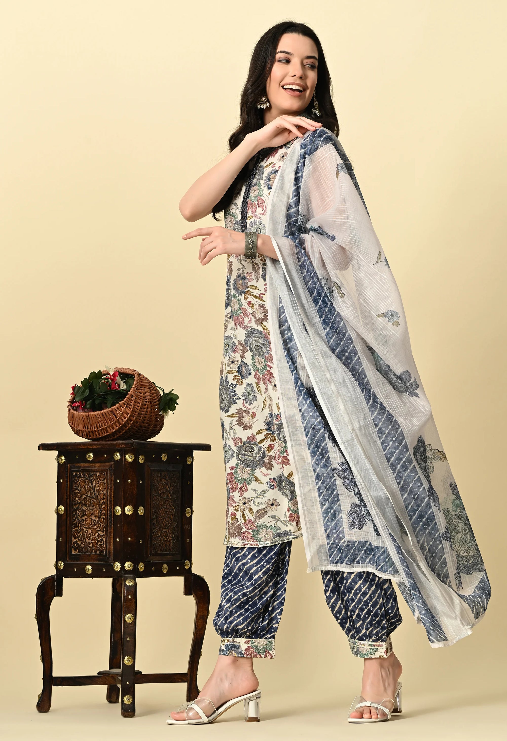 Grey Afghani Salwar Kurta Set_2_Trisukh Clothing 