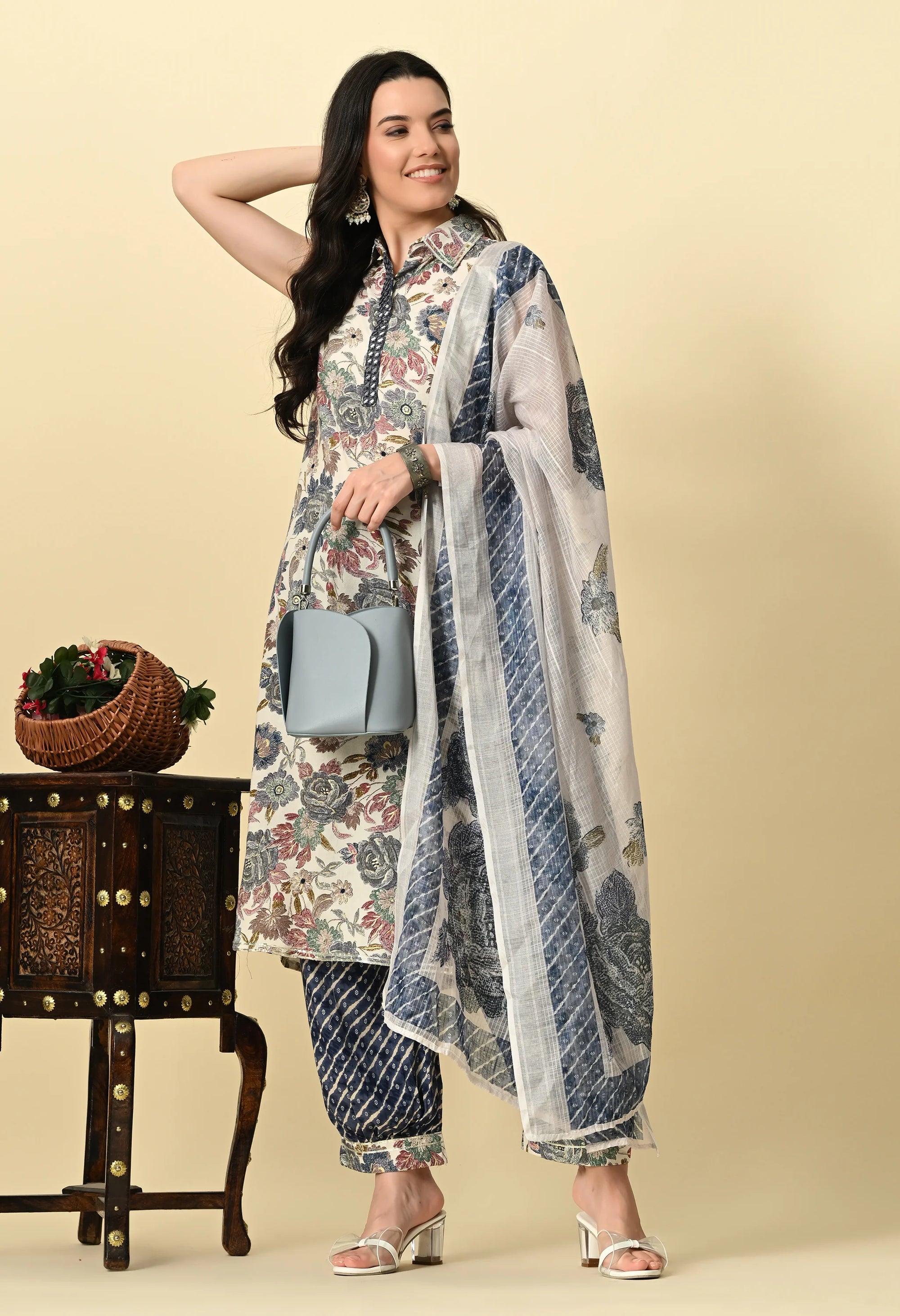 Grey Afghani Salwar Kurta Set_4_Trisukh Clothing 