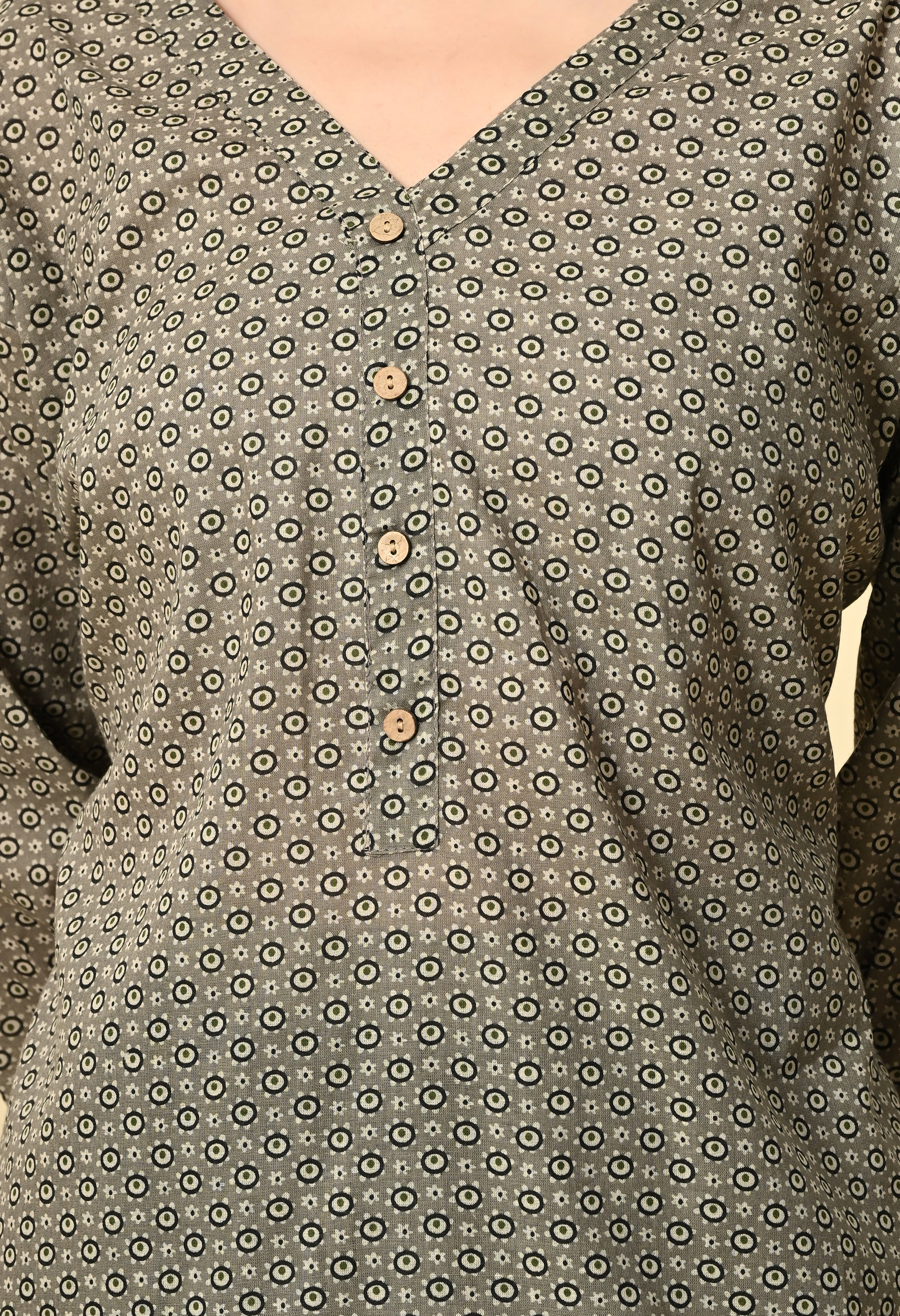 Grey Printed Kurti_Trisukh Clothing