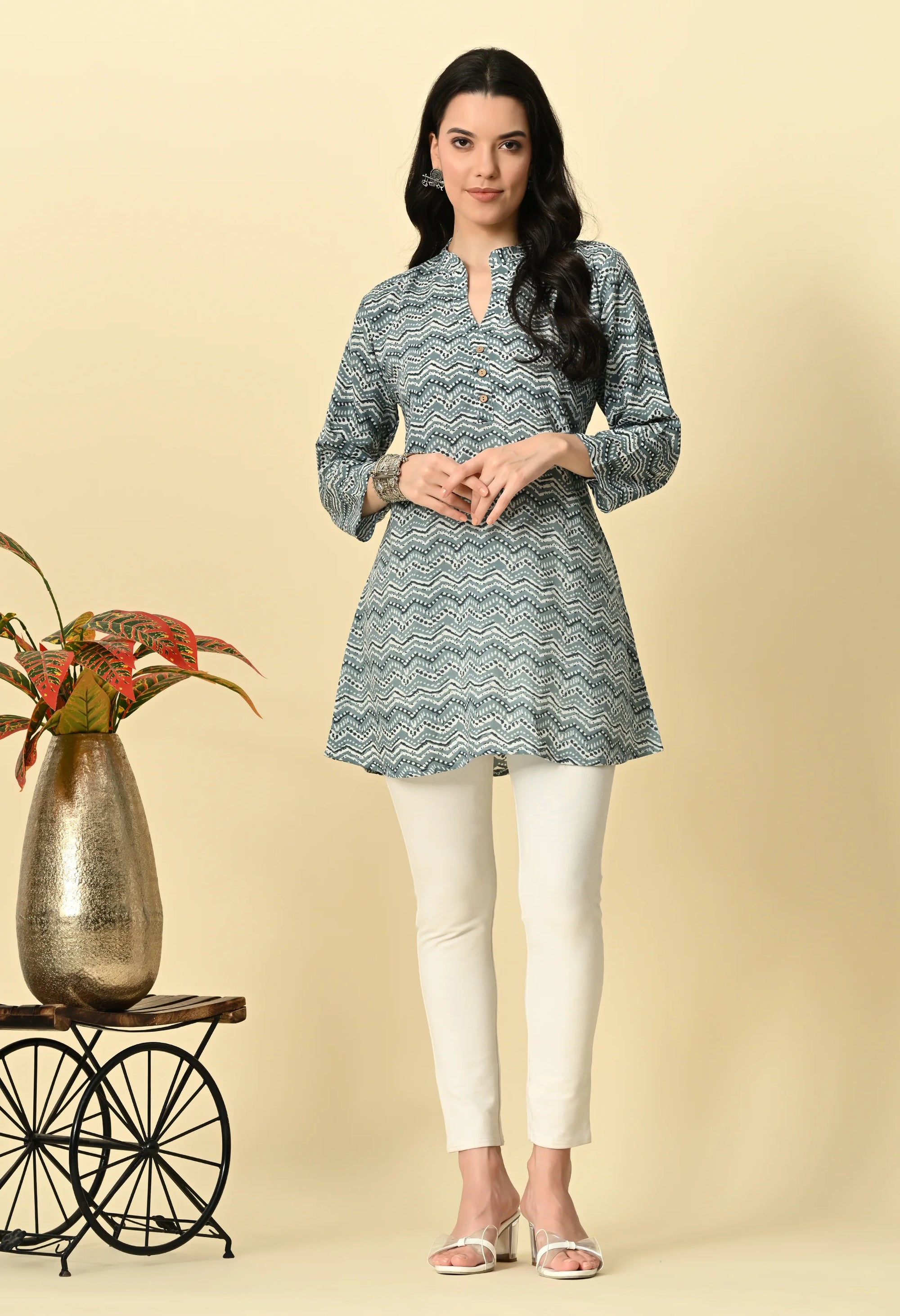 Grey Rayon Short Kurti_2_Trisukh Clothing 