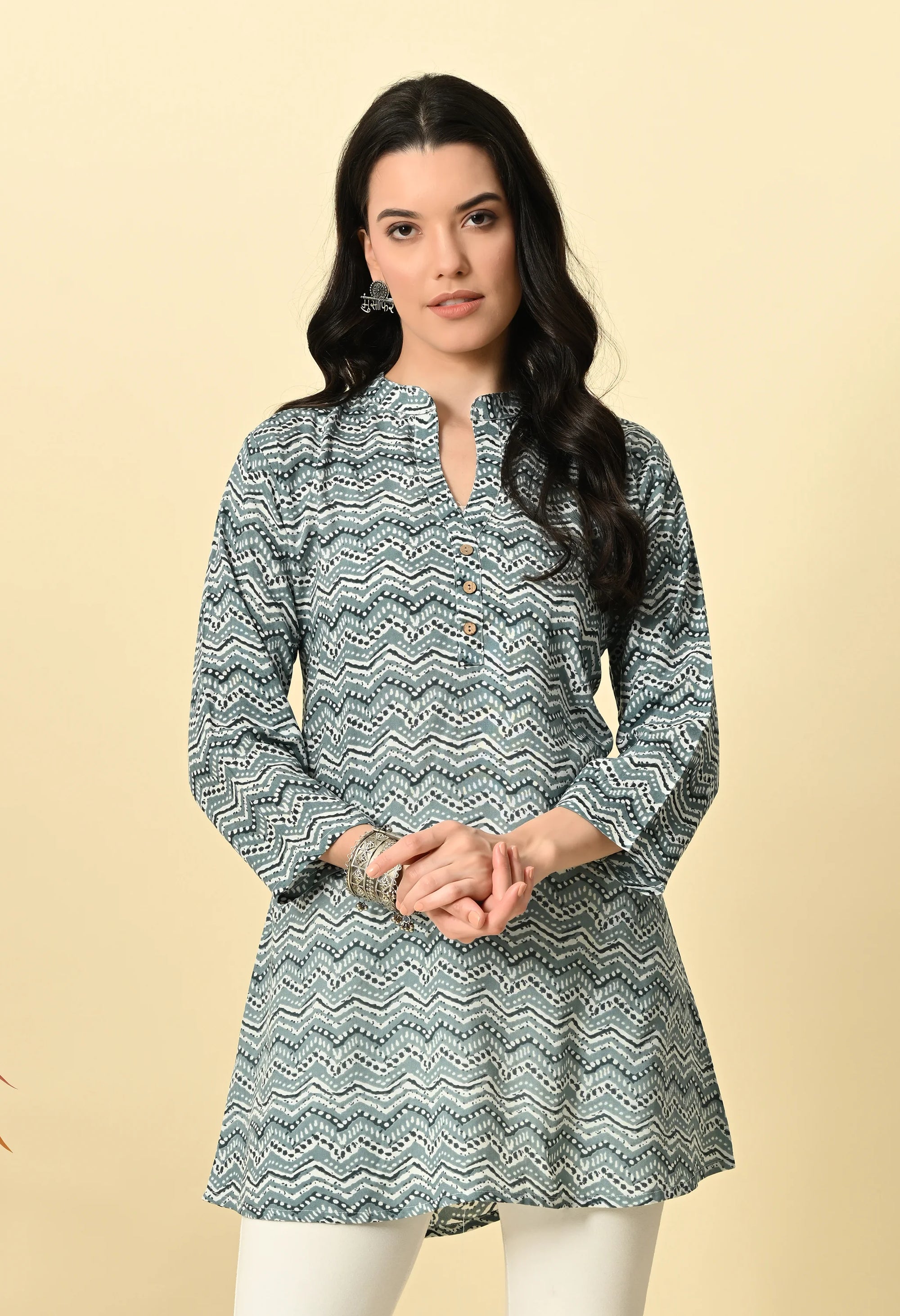 Grey Rayon Short Kurti_3_Trisukh Clothing 