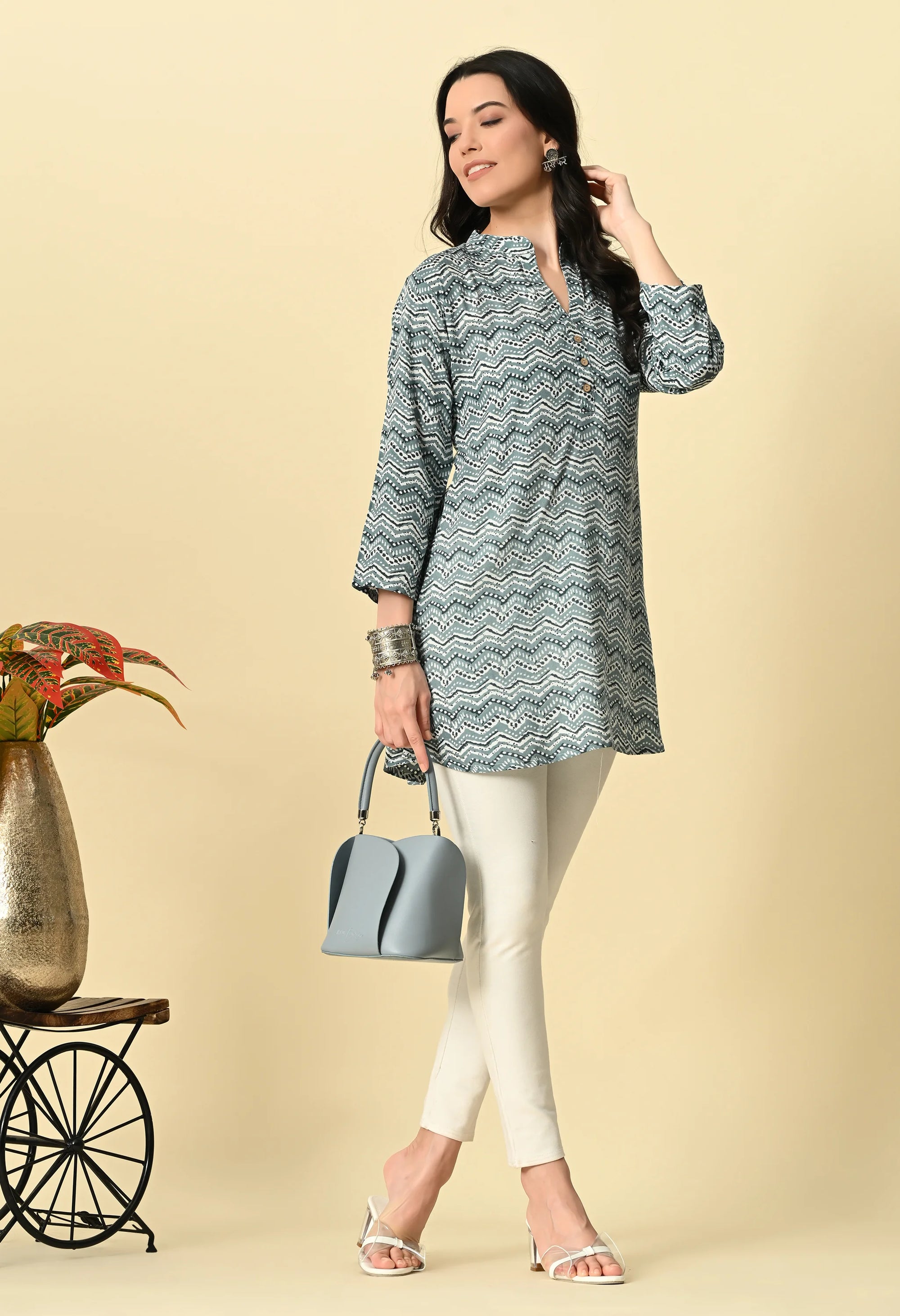 Grey Rayon Short Kurti_5_Trisukh Clothing