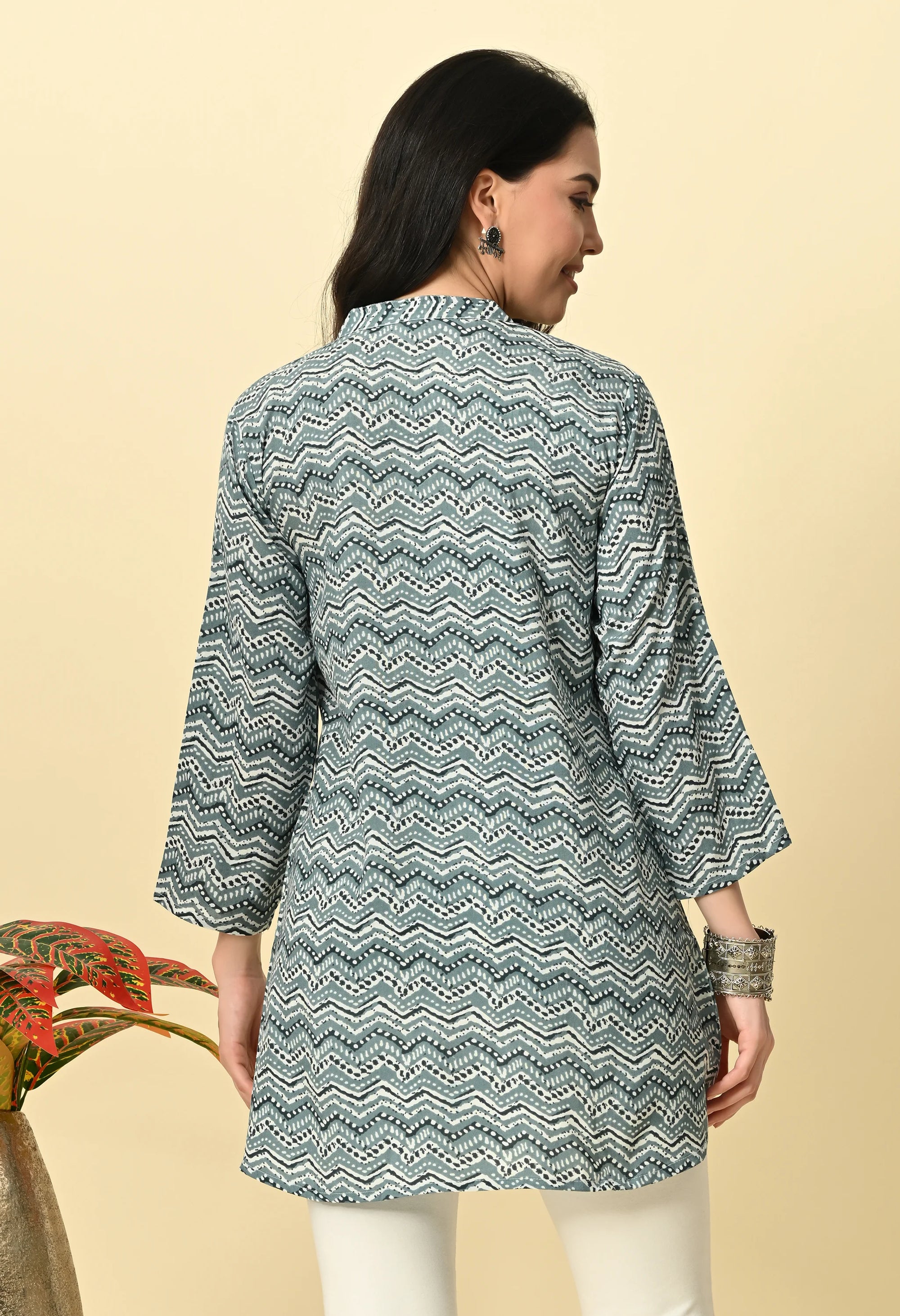 Grey Rayon Short Kurti_6_Trisukh Clothing 